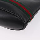 GUCCI Web Sherry Line Shoulder Bag Leather Black Gold Auth 206101-17
