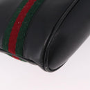 GUCCI Web Sherry Line Shoulder Bag Leather Black Gold Auth 206101-18