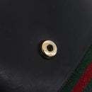 GUCCI Web Sherry Line Shoulder Bag Leather Black Gold Auth 206101-22