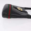 GUCCI Web Sherry Line Shoulder Bag Leather Black Gold Auth 206101-5