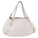 GUCCI Abbey Tote Bag Leather White Gold 130736 Auth 206102-1