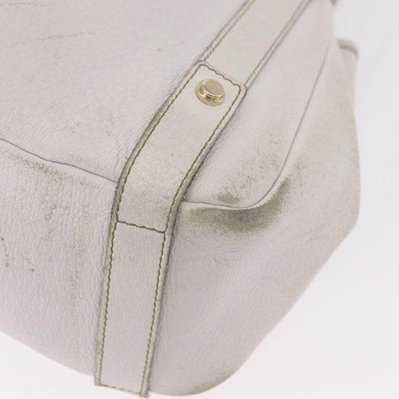 GUCCI Abbey Tote Bag Leather White Gold 130736 Auth 206102