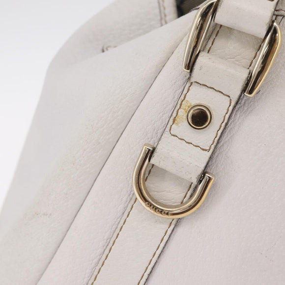 GUCCI Abbey Tote Bag Leather White Gold 130736 Auth 206102