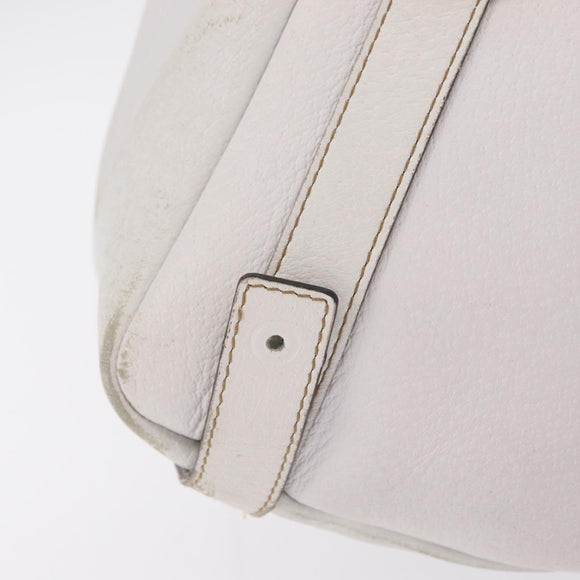 GUCCI Abbey Tote Bag Leather White Gold 130736 Auth 206102