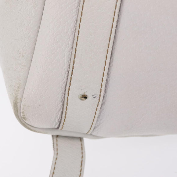 GUCCI Abbey Tote Bag Leather White Gold 130736 Auth 206102