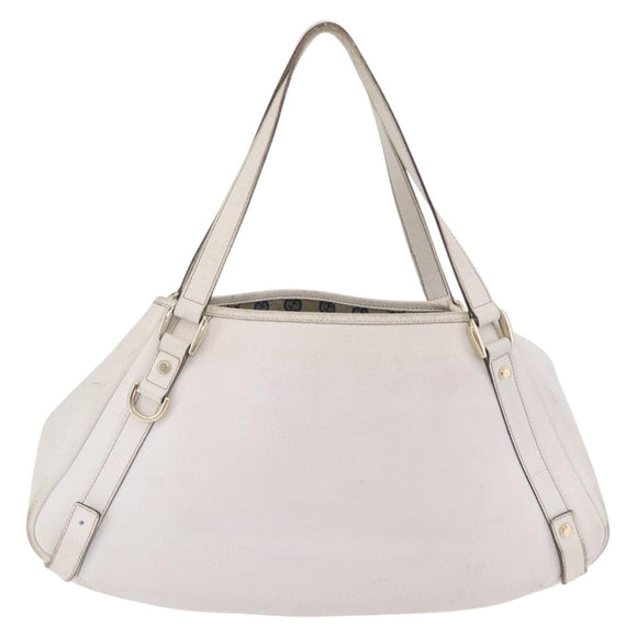 GUCCI Abbey Tote Bag Leather White Gold 130736 Auth 206102