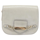 Jimmy Choo Chain Shoulder Bag Leather Silver Gold Auth 206104A-2