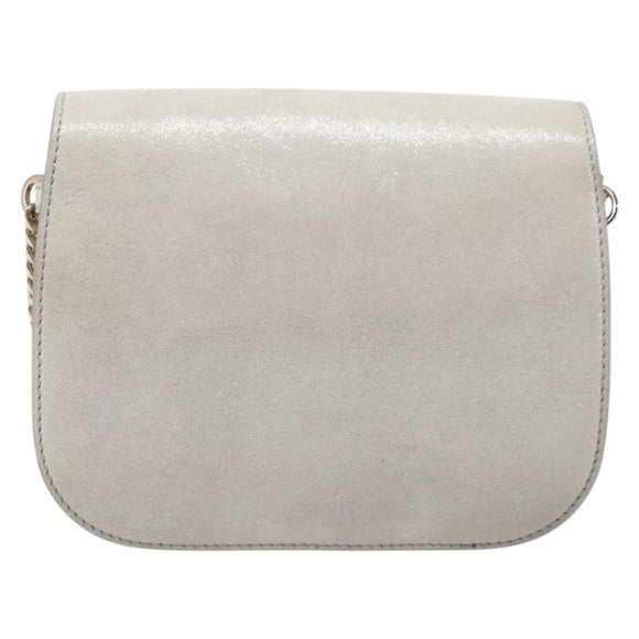Jimmy Choo Chain Shoulder Bag Leather Silver Gold Auth 206104A