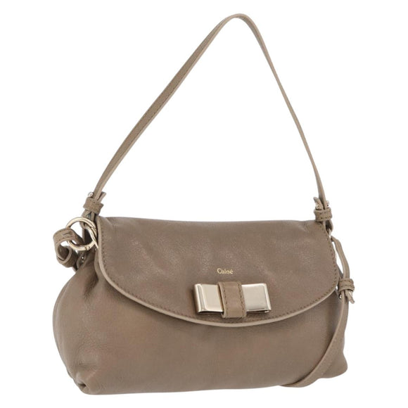 Chloe Lily Shoulder Bag Leather 2way Beige Gold Auth 206105A