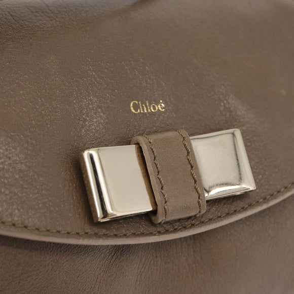 Chloe Lily Shoulder Bag Leather 2way Beige Gold Auth 206105A
