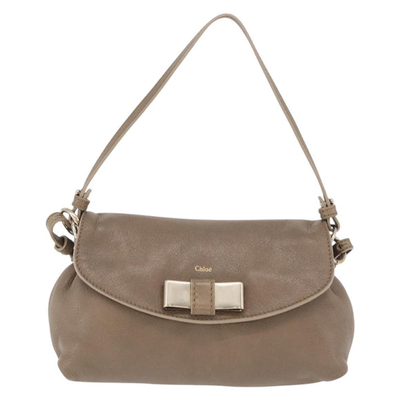 Chloe Lily Shoulder Bag Leather 2way Beige Gold Auth 206105A