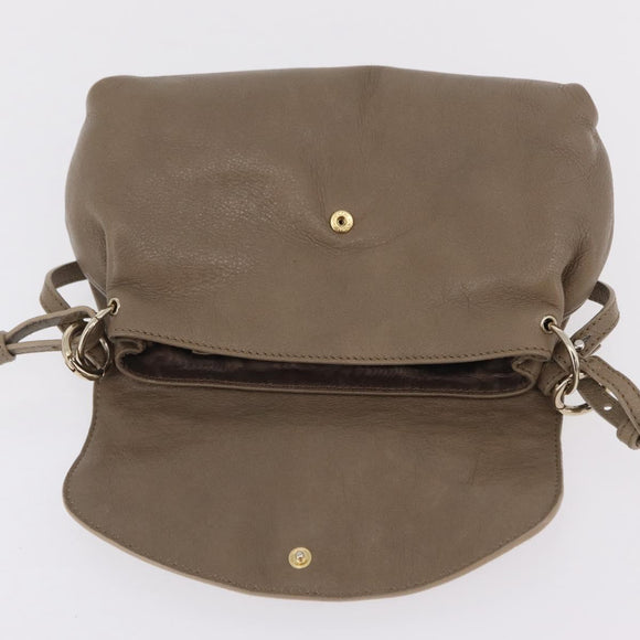 Chloe Lily Shoulder Bag Leather 2way Beige Gold Auth 206105A