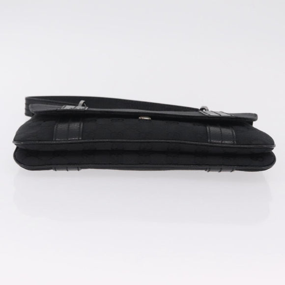 GUCCI GG Canvas Hand Bag Black Silver 113014 Auth 206106V