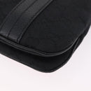 GUCCI GG Canvas Hand Bag Black Silver 113014 Auth 206106V-15