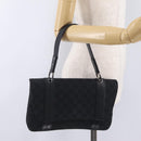 GUCCI GG Canvas Hand Bag Black Silver 113014 Auth 206106V-26
