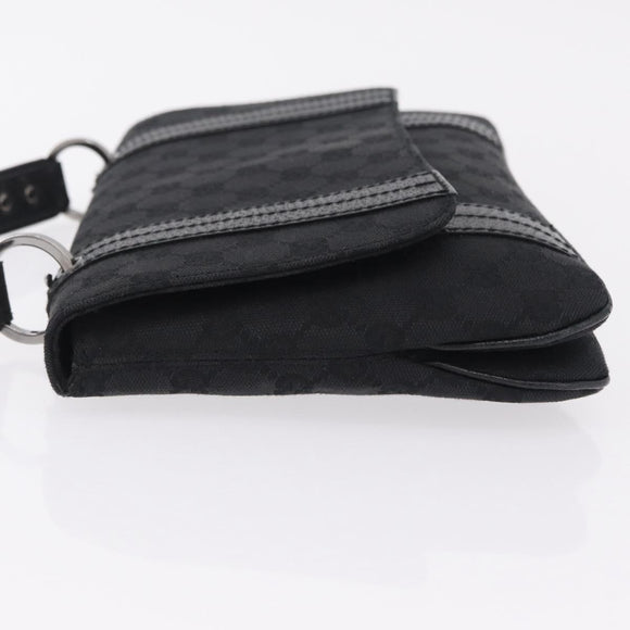 GUCCI GG Canvas Hand Bag Black Silver 113014 Auth 206106V