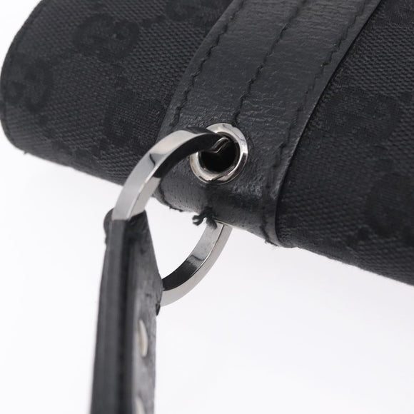GUCCI GG Canvas Hand Bag Black Silver 113014 Auth 206106V