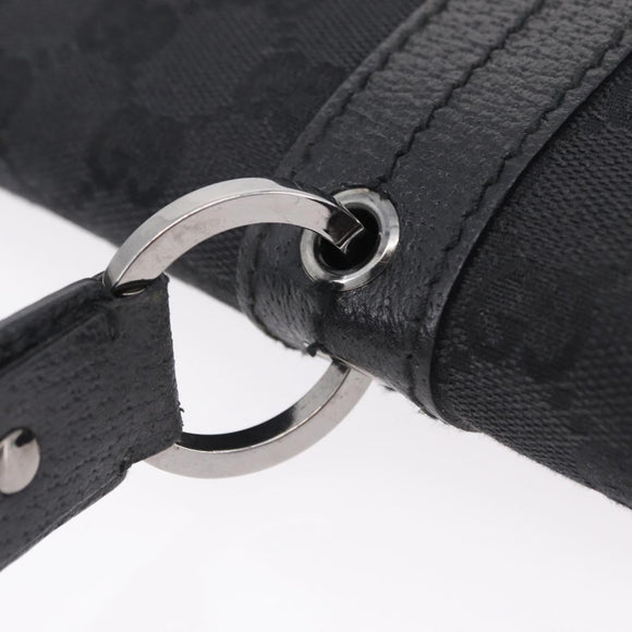 GUCCI GG Canvas Hand Bag Black Silver 113014 Auth 206106V