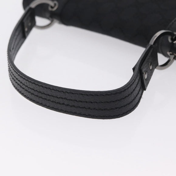 GUCCI GG Canvas Hand Bag Black Silver 113014 Auth 206106V