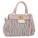 Miu Miu Matelasse Hand Bag Leather 2way Gray Gold Auth 206108V-1