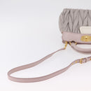 Miu Miu Matelasse Hand Bag Leather 2way Gray Gold Auth 206108V-9