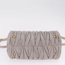 Miu Miu Matelasse Hand Bag Leather 2way Gray Gold Auth 206108V-6