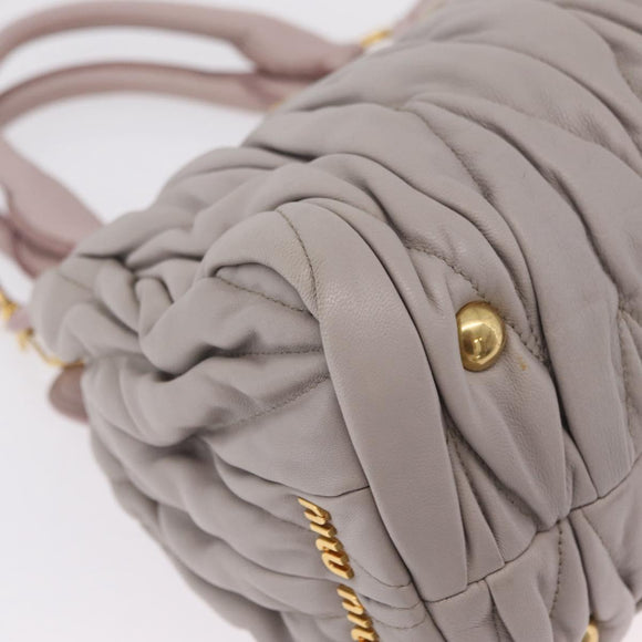 Miu Miu Matelasse Hand Bag Leather 2way Gray Gold Auth 206108V