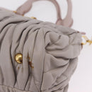 Miu Miu Matelasse Hand Bag Leather 2way Gray Gold Auth 206108V-17