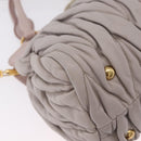Miu Miu Matelasse Hand Bag Leather 2way Gray Gold Auth 206108V-18