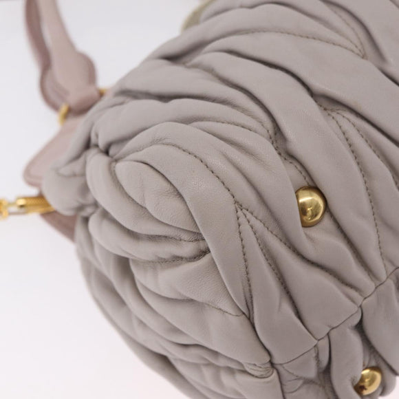 Miu Miu Matelasse Hand Bag Leather 2way Gray Gold Auth 206108V
