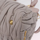 Miu Miu Matelasse Hand Bag Leather 2way Gray Gold Auth 206108V-19