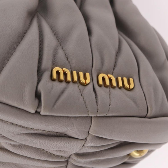 Miu Miu Matelasse Hand Bag Leather 2way Gray Gold Auth 206108V