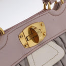 Miu Miu Matelasse Hand Bag Leather 2way Gray Gold Auth 206108V-21
