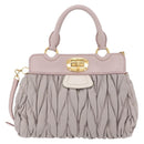 Miu Miu Matelasse Hand Bag Leather 2way Gray Gold Auth 206108V-13