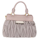 Miu Miu Matelasse Hand Bag Leather 2way Gray Gold Auth 206108V-2