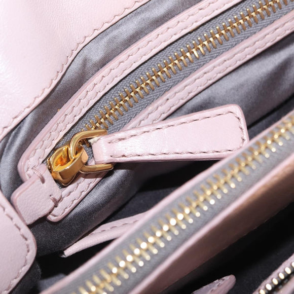 Miu Miu Matelasse Hand Bag Leather 2way Gray Gold Auth 206108V