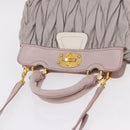 Miu Miu Matelasse Hand Bag Leather 2way Gray Gold Auth 206108V-7