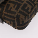 FENDI Zucca Canvas Mamma Baguette Shoulder Bag Black Brown Auth 206109V-15