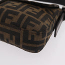 FENDI Zucca Canvas Mamma Baguette Shoulder Bag Black Brown Auth 206109V-16