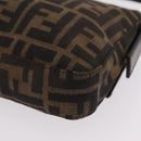 FENDI Zucca Canvas Mamma Baguette Shoulder Bag Black Brown Auth 206109V-18