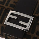 FENDI Zucca Canvas Mamma Baguette Shoulder Bag Black Brown Auth 206109V-20