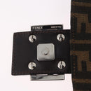 FENDI Zucca Canvas Mamma Baguette Shoulder Bag Black Brown Auth 206109V-9