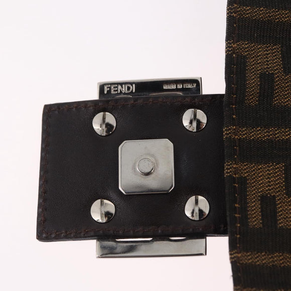 FENDI Zucca Canvas Mamma Baguette Shoulder Bag Black Brown Auth 206109V