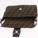FENDI Zucca Canvas Mamma Baguette Shoulder Bag Black Brown Auth 206109V-22