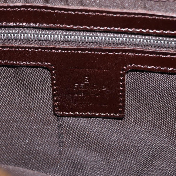 FENDI Zucca Canvas Mamma Baguette Shoulder Bag Black Brown Auth 206109V