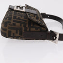 FENDI Zucca Canvas Mamma Baguette Shoulder Bag Black Brown Auth 206109V-3