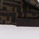 FENDI Zucca Canvas Mamma Baguette Shoulder Bag Black Brown Auth 206109V-4