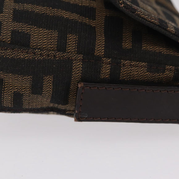FENDI Zucca Canvas Mamma Baguette Shoulder Bag Black Brown Auth 206109V