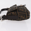 FENDI Zucca Canvas Mamma Baguette Shoulder Bag Black Brown Auth 206109V-5