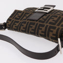 FENDI Zucca Canvas Mamma Baguette Shoulder Bag Black Brown Auth 206109V-7